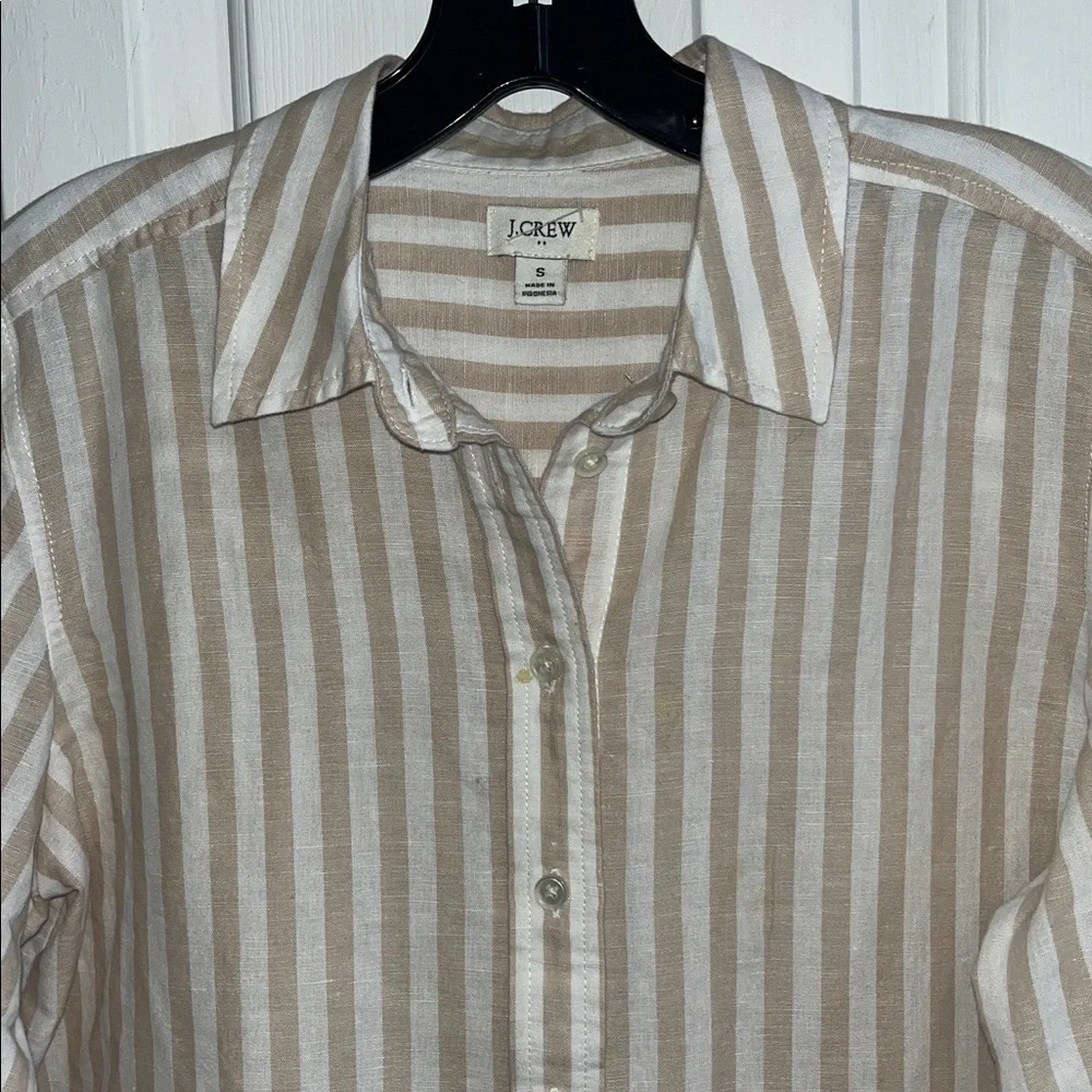 J. Crew Tan Striped Linen Shirt Size Small